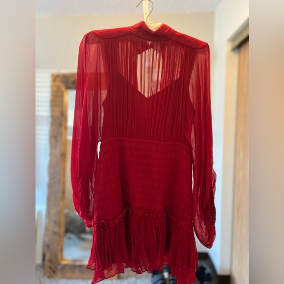 Shona Joy Long Sleeve Chiffon Mini Dress - Picture 2 of 6